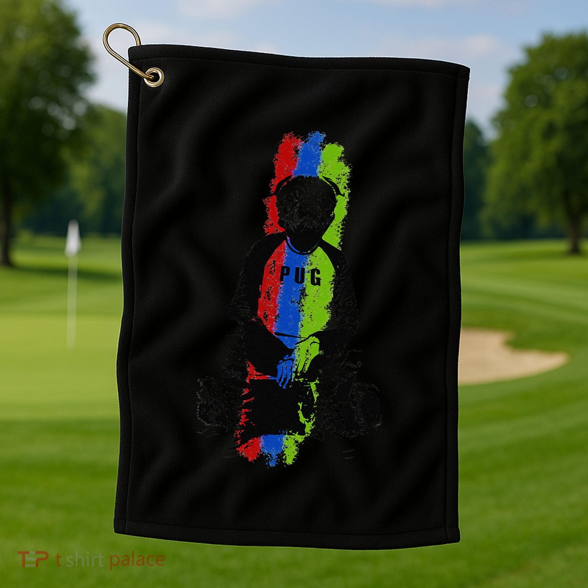 Good Pug Sitting Art Golf Towel