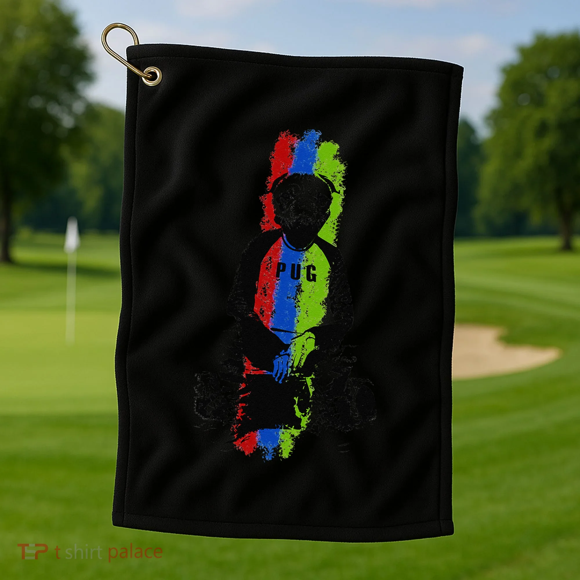 Good Pug Sitting Art Golf Towel