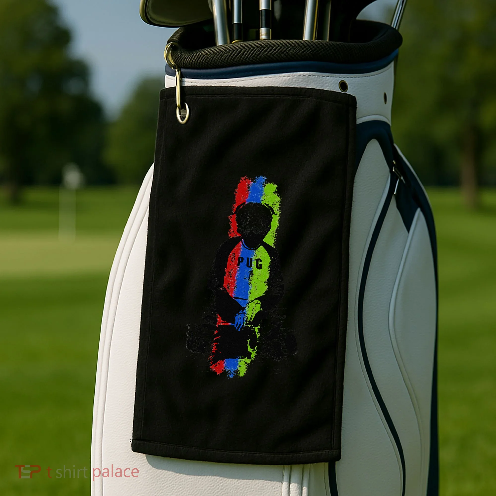 Good Pug Sitting Art Golf Towel