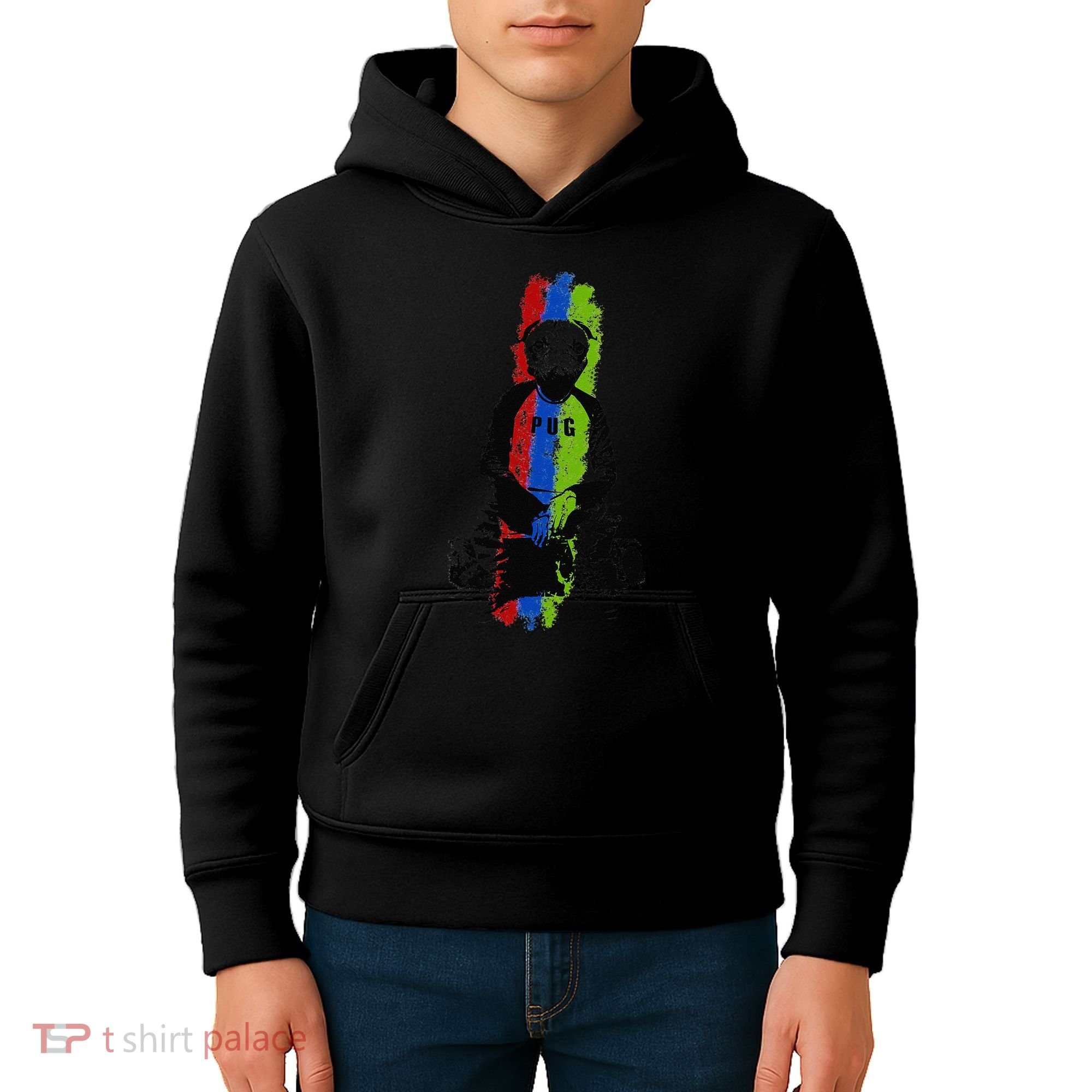 Good Pug Sitting Art Kids Hoodie