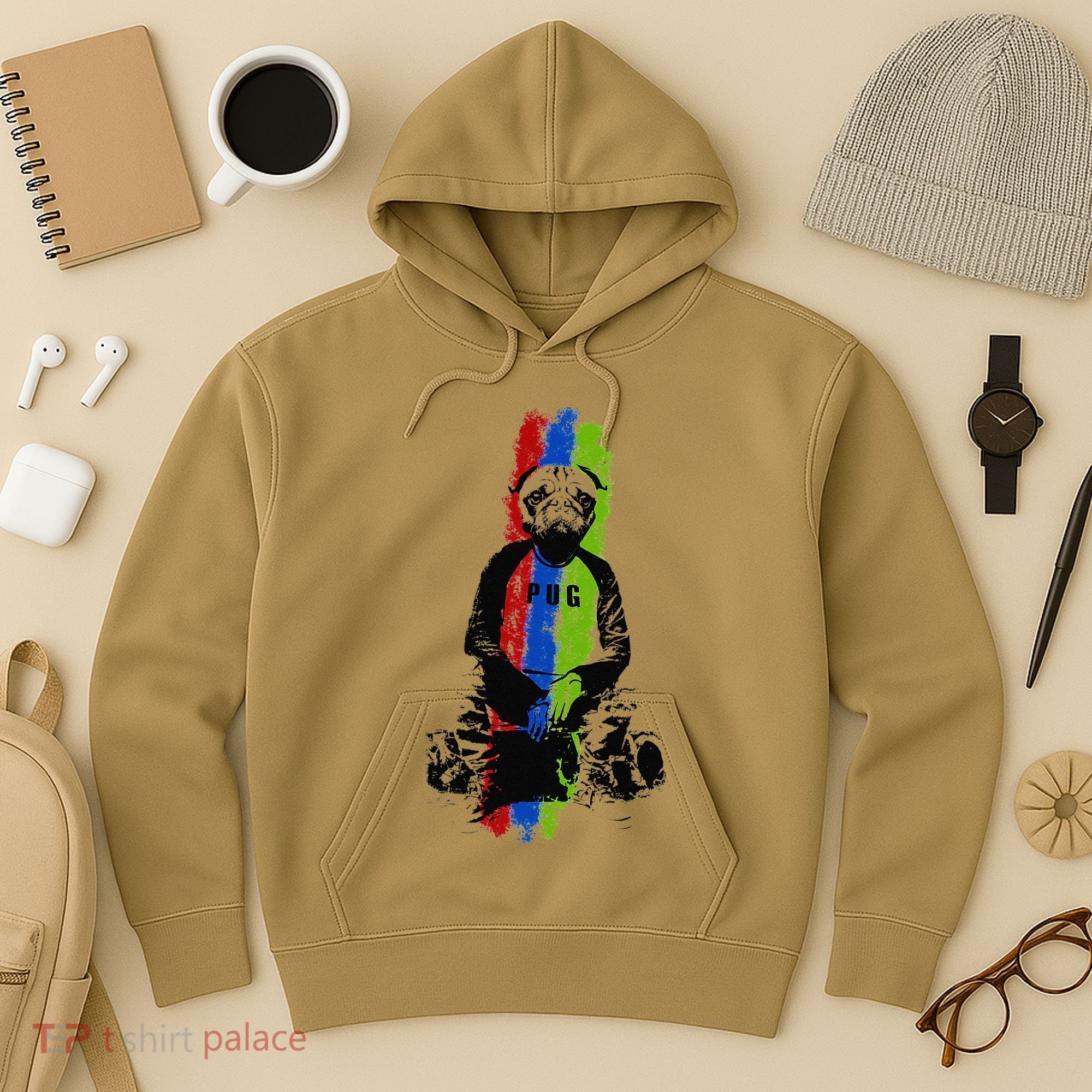 Good Pug Sitting Art Hoodie