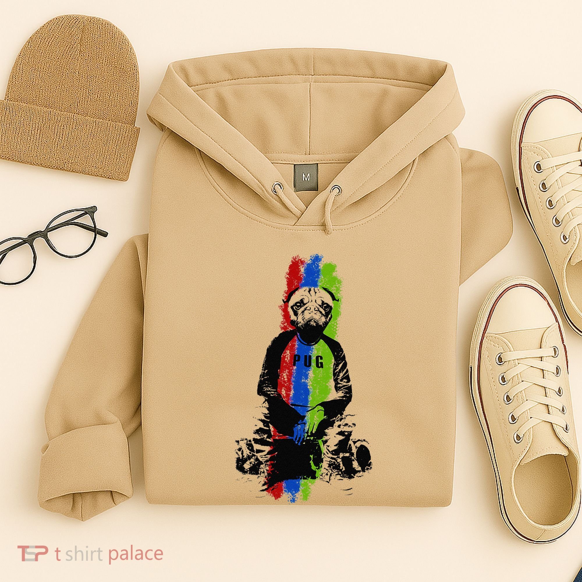 Good Pug Sitting Art Hoodie