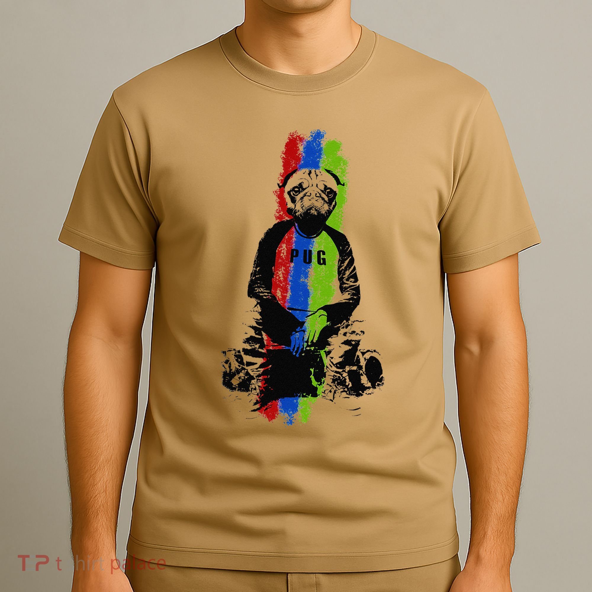Good Pug Sitting Art T-Shirt