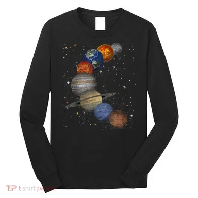 Galaxy Planets Sun Universe Outer Space Science Long Sleeve Shirt
