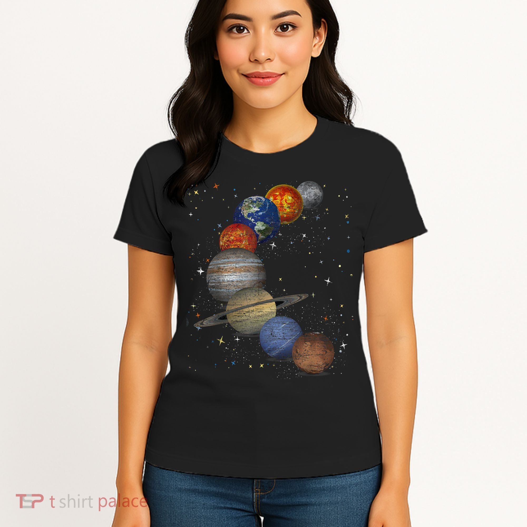Galaxy Planets Sun Universe Outer Space Science Women's T-Shirt