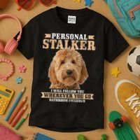 Goldendoodle Personal Stalker Funny Golden Doodle Mom Kids T-Shirt thumb 3