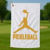 Gold Pickleball Sports Logo Golf Towel thumb 1
