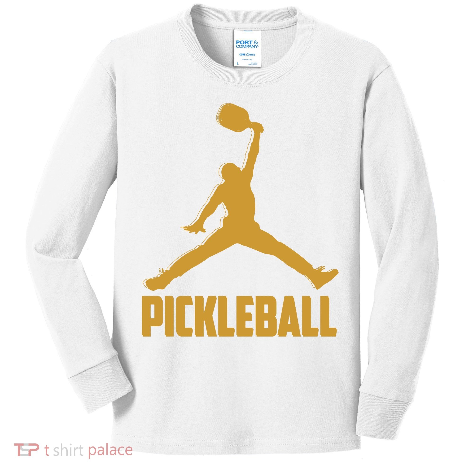 Gold Pickleball Sports Logo Kids Long Sleeve Shirt