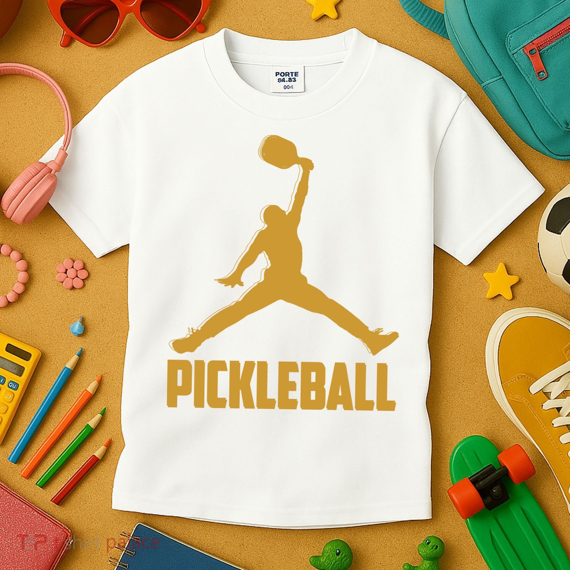 Gold Pickleball Sports Logo Kids T-Shirt