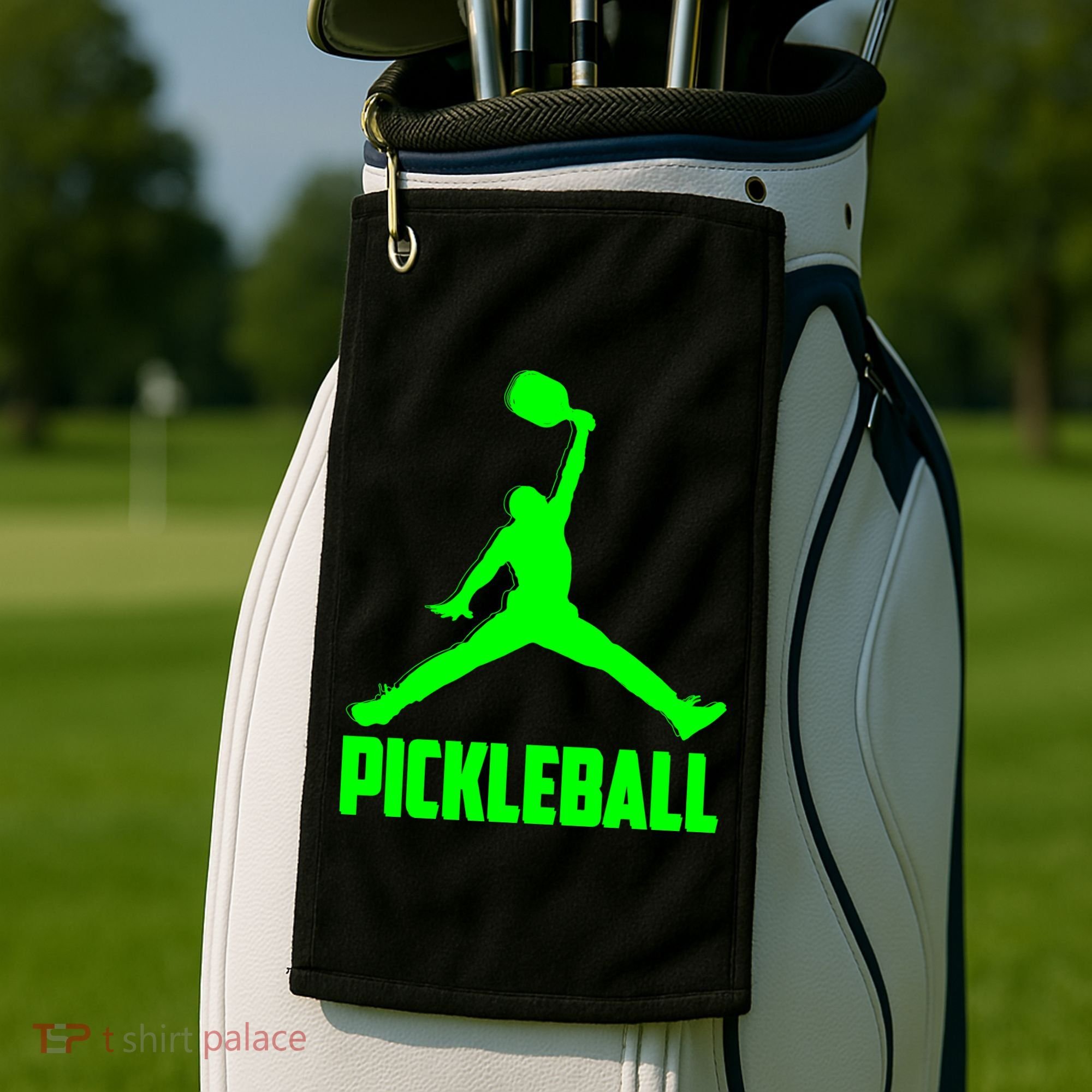 Green Pickleball Sports Logo Golf Towel