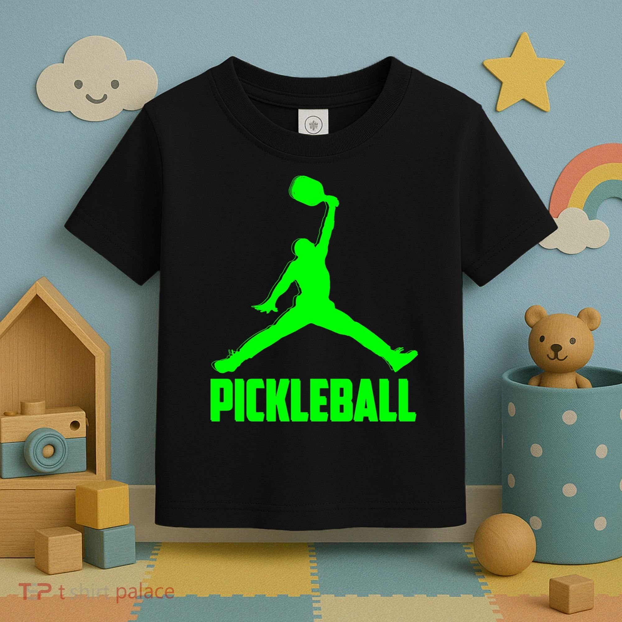 Green Pickleball Sports Logo Toddler T-Shirt