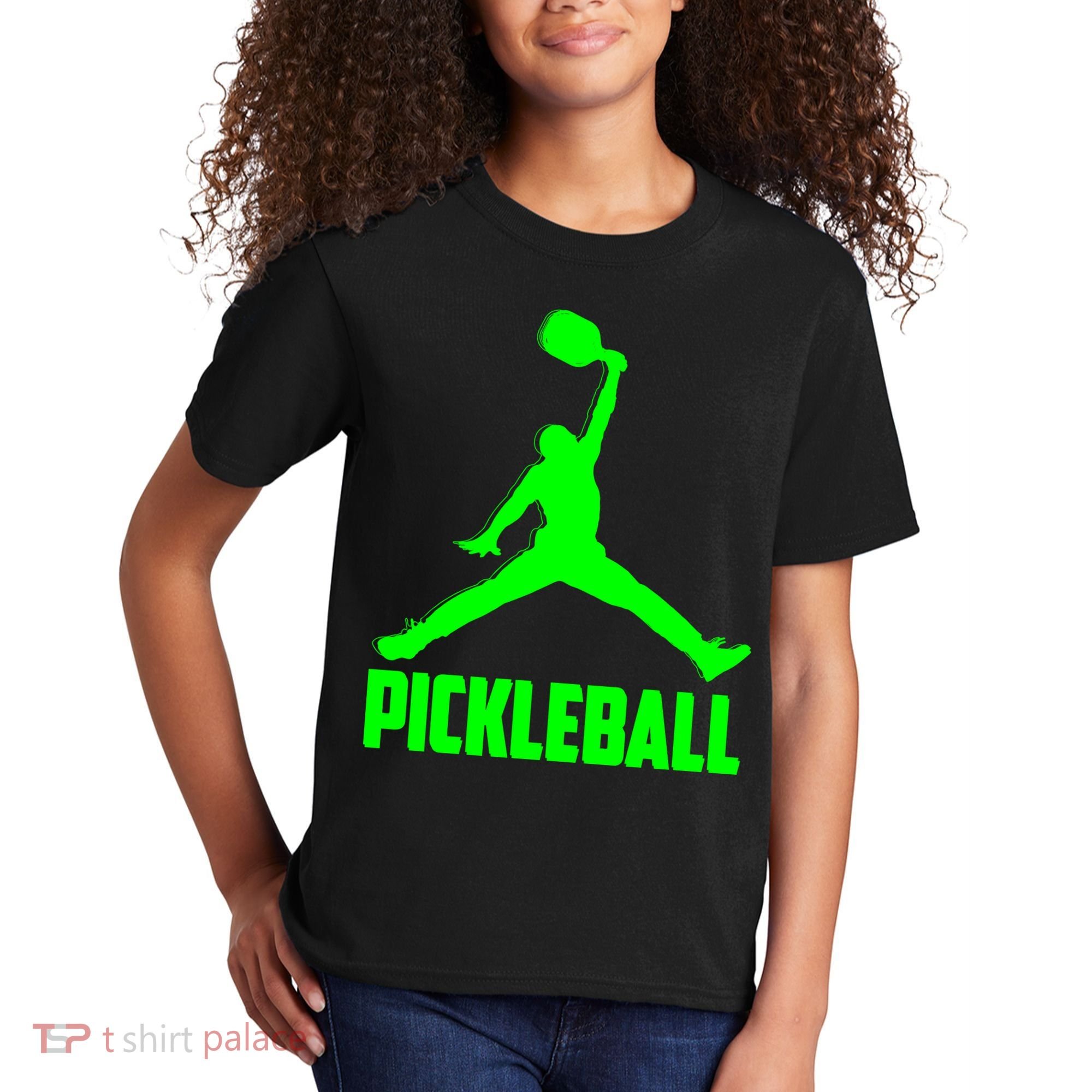 Green Pickleball Sports Logo Kids T-Shirt