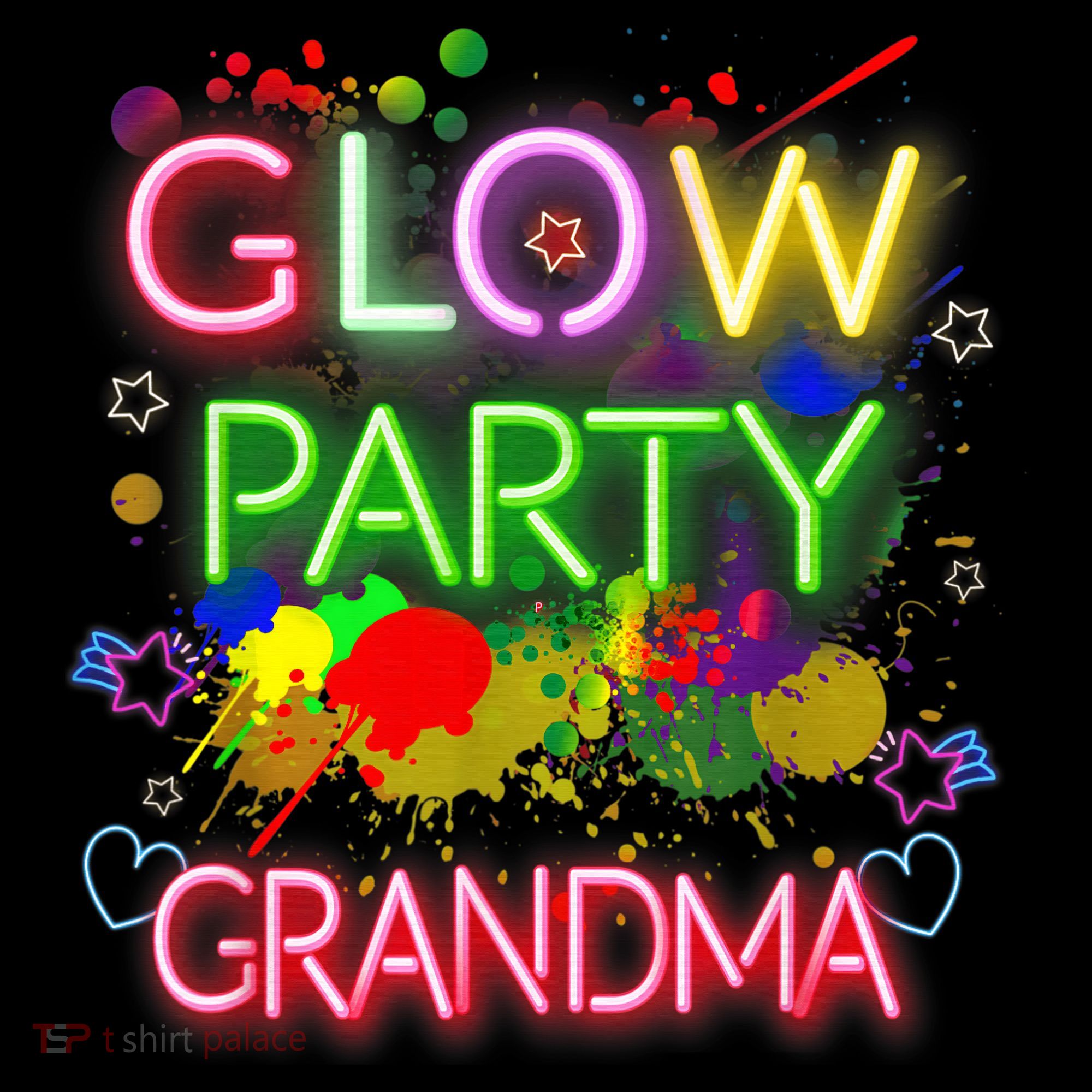 Glow Party Squad Grandma Paint Splatter Glow Party Matching Long Sleeve Shirt