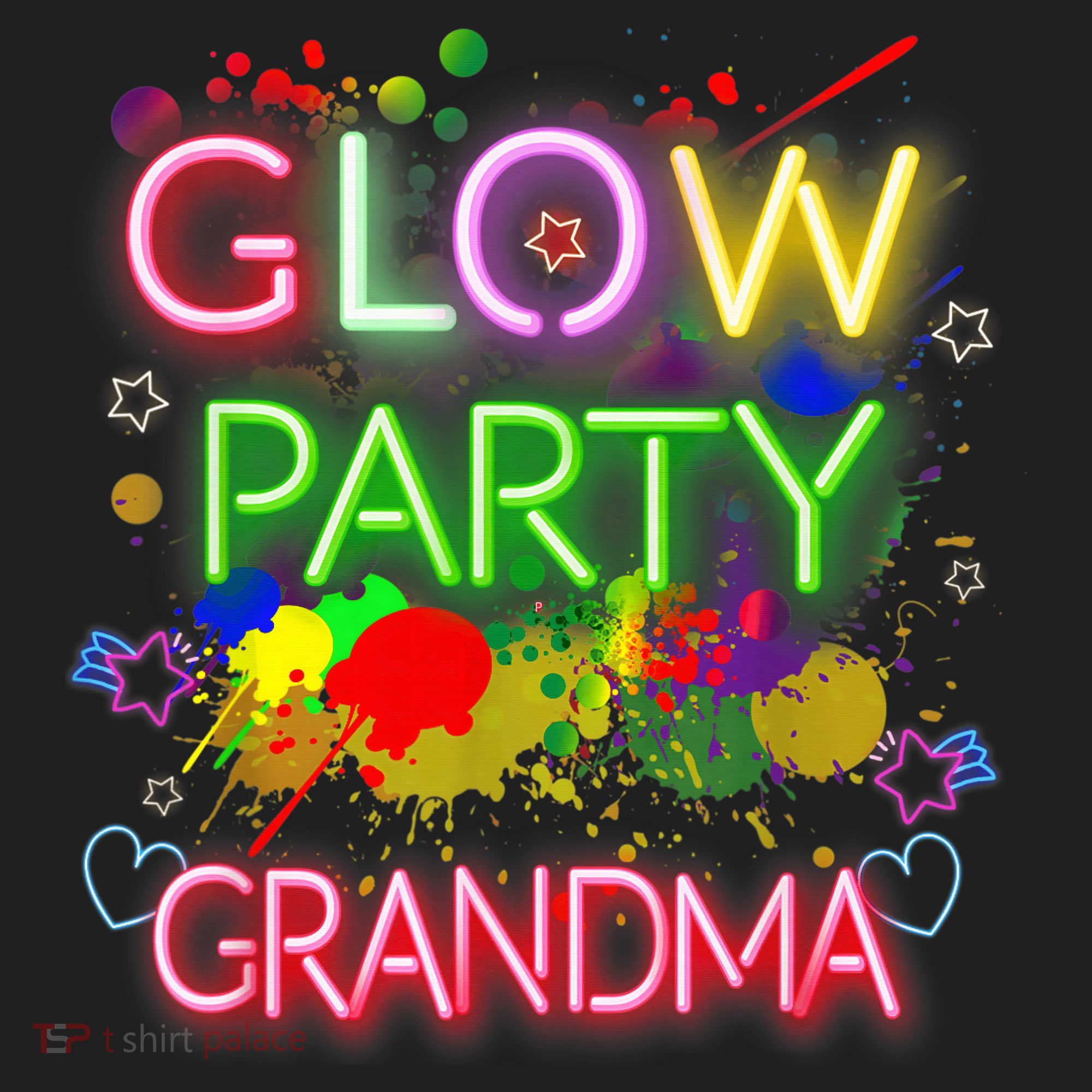 Glow Party Squad Grandma Paint Splatter Glow Party Matching Beanie