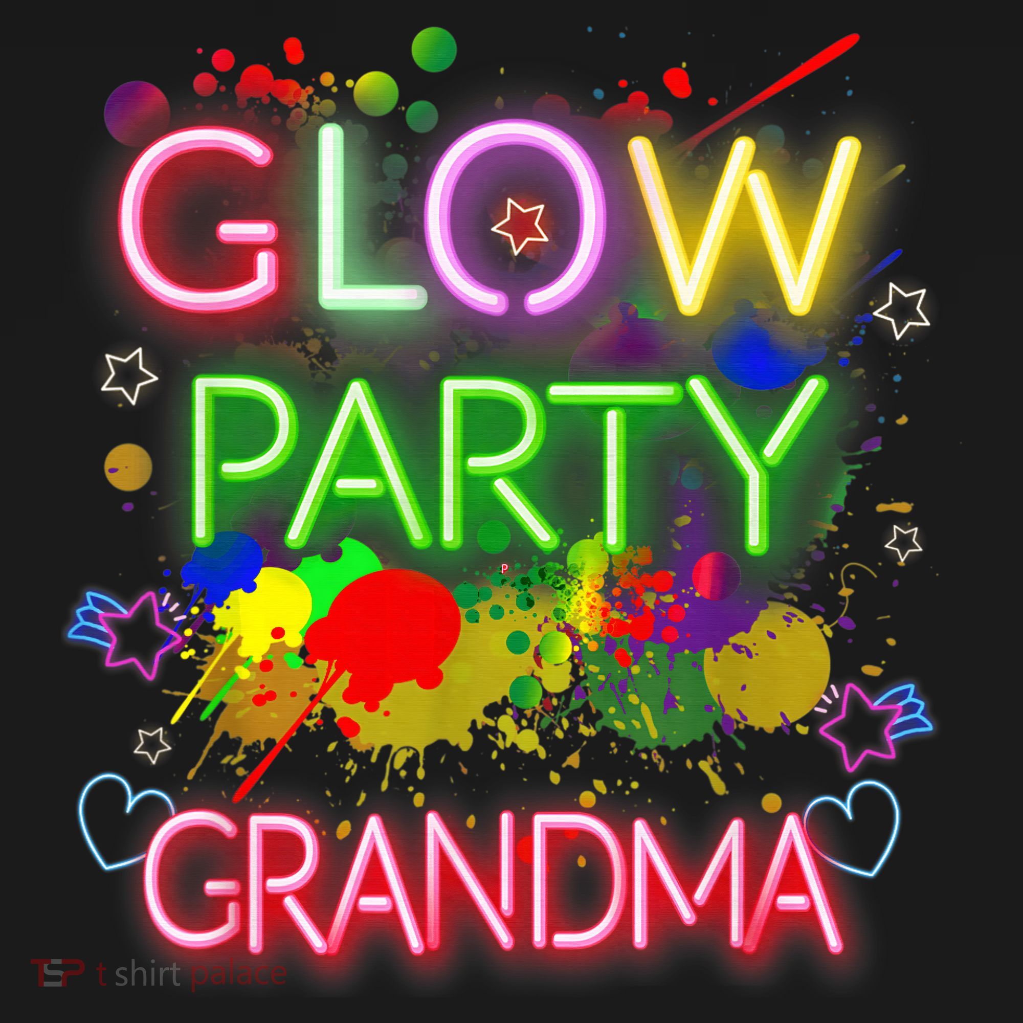 Glow Party Squad Grandma Paint Splatter Glow Party Matching Women's Hoodie