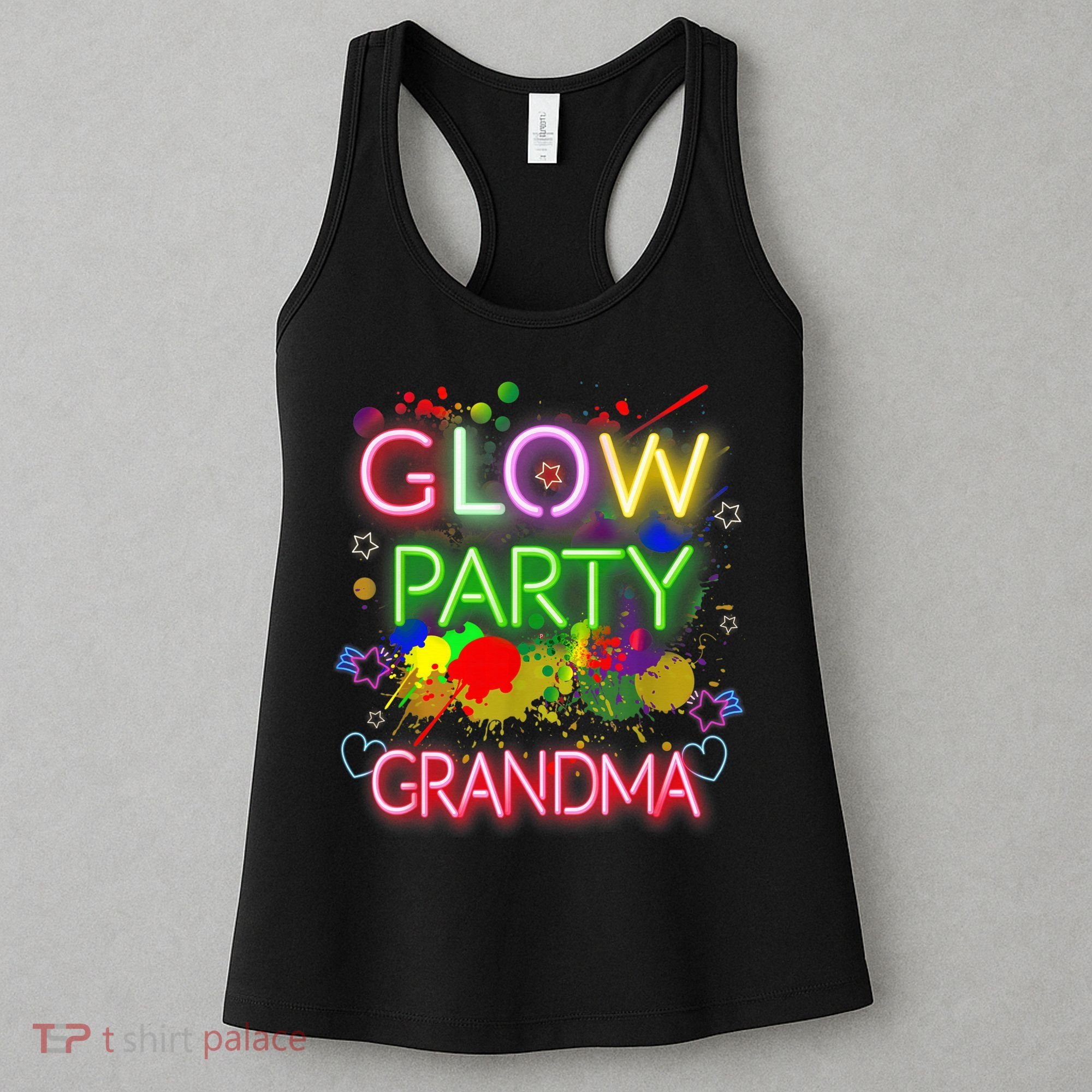 Glow Party Squad Grandma Paint Splatter Glow Party Matching Women's Tank Top