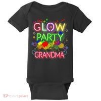 Glow Party Squad Grandma Paint Splatter Glow Party Matching Baby Bodysuit thumb 0