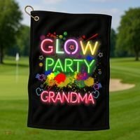 Glow Party Squad Grandma Paint Splatter Glow Party Matching Golf Towel thumb 1
