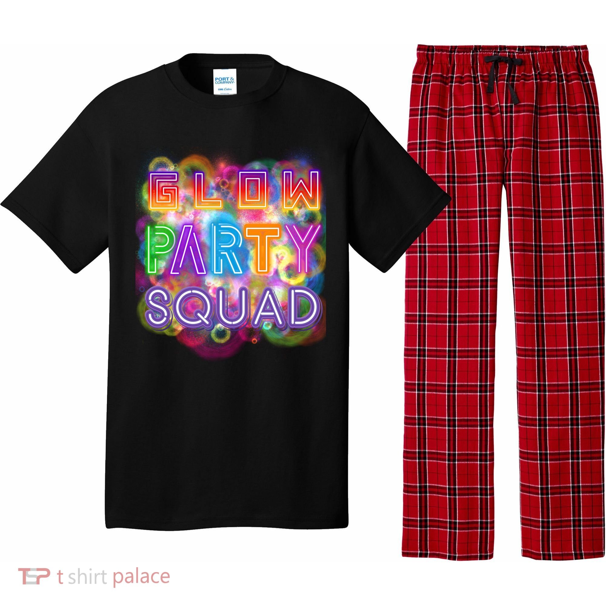 Glow Party Squad Girls Glow Funny Retro Party Lover Gift Pajama Set