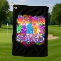 Glow Party Squad Girls Glow Funny Retro Party Lover Gift Golf Towel thumb 1