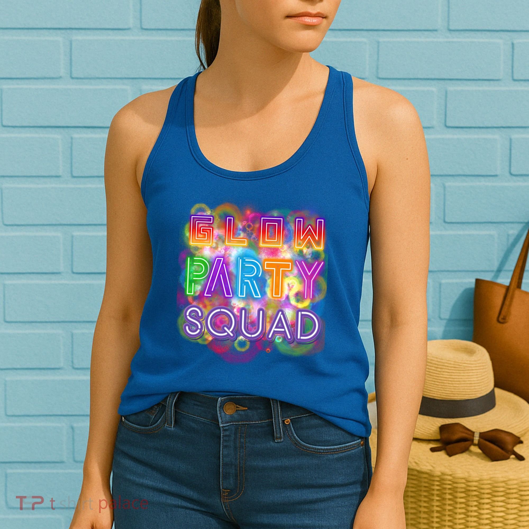 Glow Party Squad Girls Glow Funny Retro Party Lover Gift Women's Tank Top