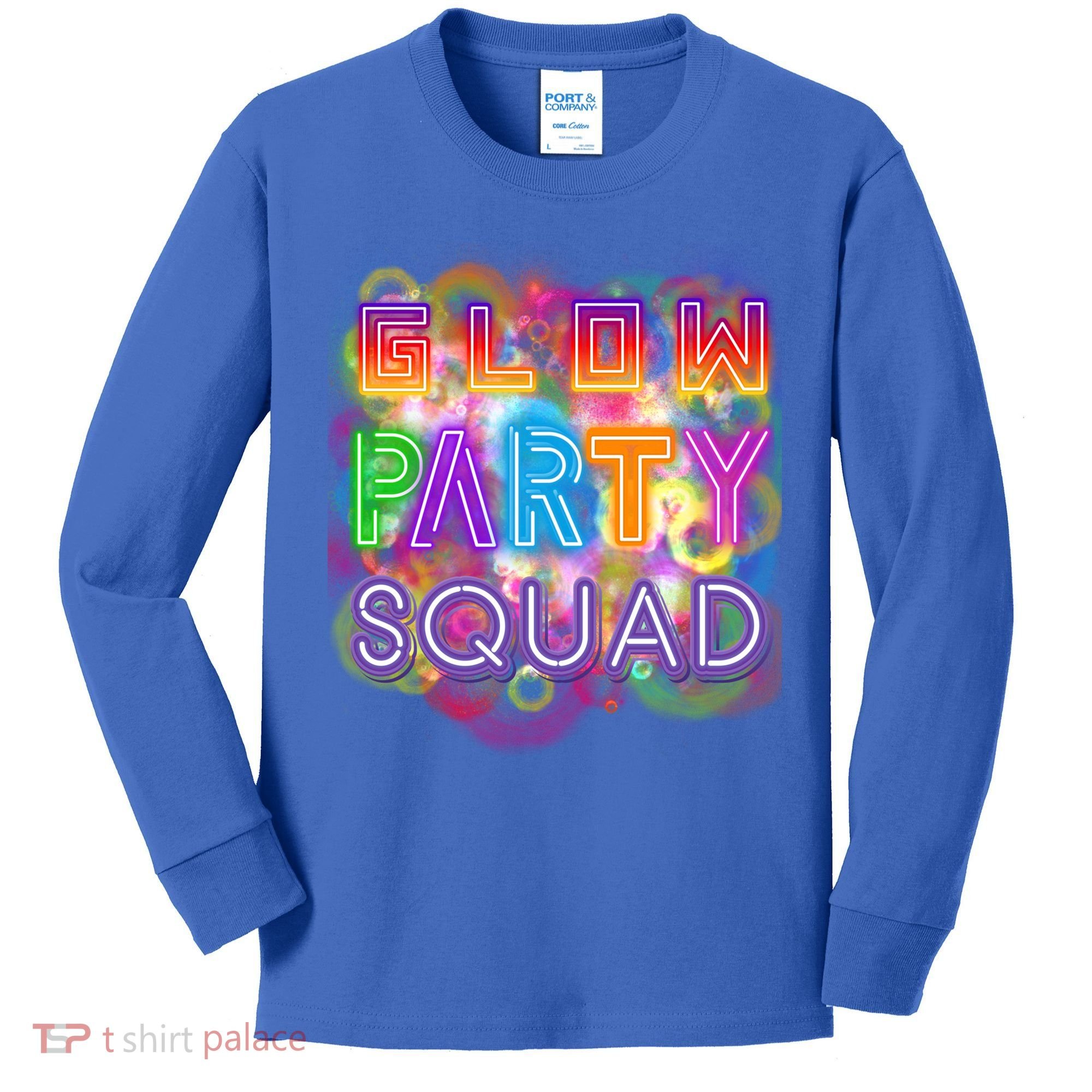 Glow Party Squad Girls Glow Funny Retro Party Lover Gift Kids Long Sleeve Shirt