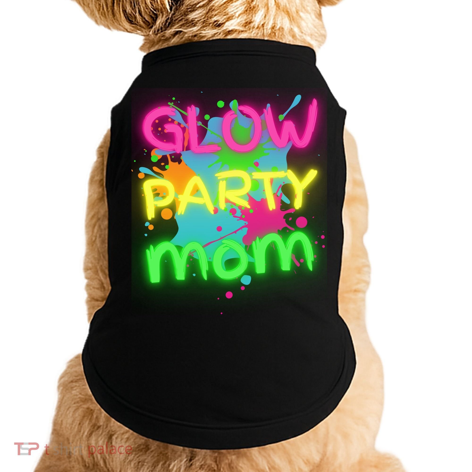 Glow Party Squad Mom Paint Splatter Glow Party Matching Funny Gift Doggie Tank