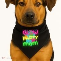 Glow Party Squad Mom Paint Splatter Glow Party Matching Funny Gift USA-Made Doggie Bandana thumb 1