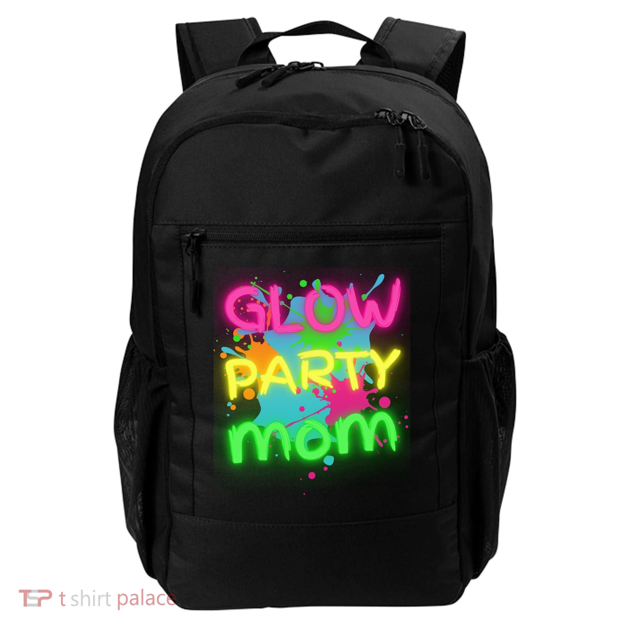 Glow Party Squad Mom Paint Splatter Glow Party Matching Funny Gift Backpack