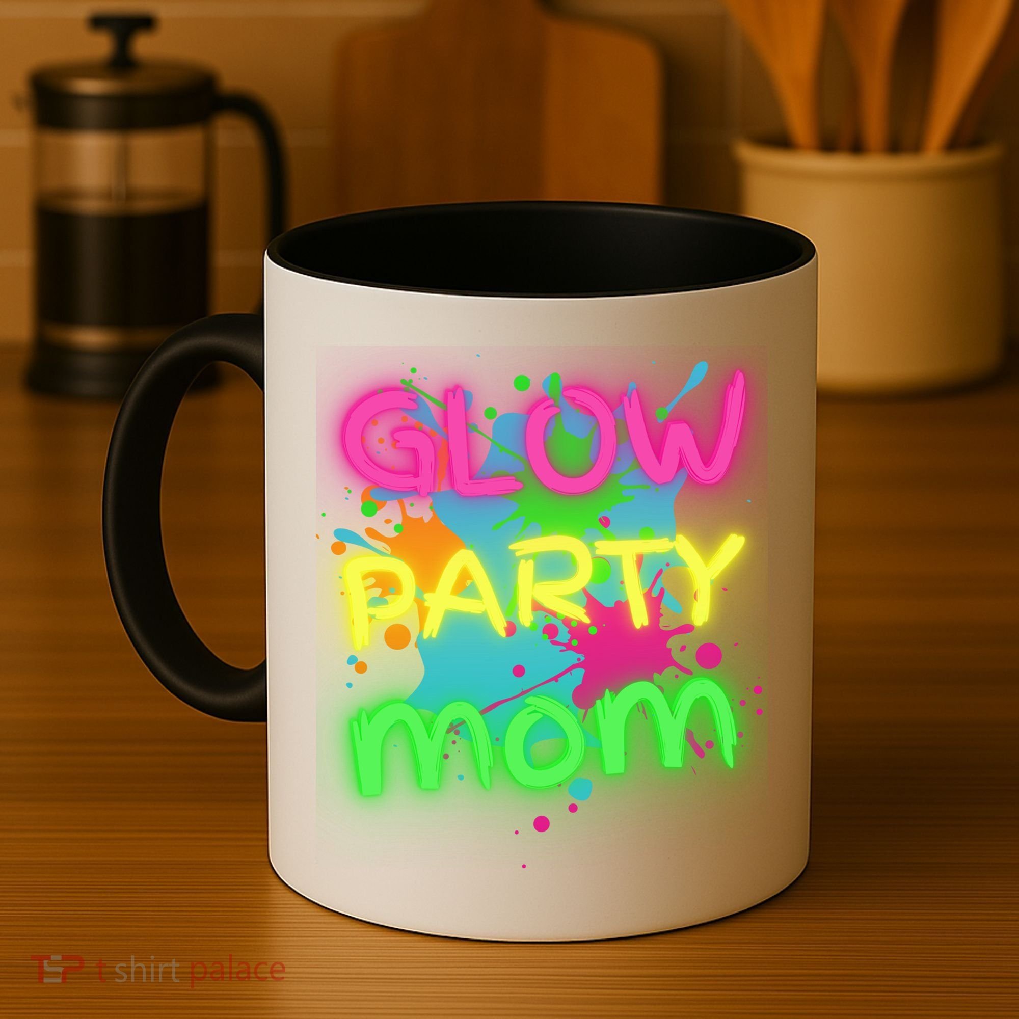 Glow Party Squad Mom Paint Splatter Glow Party Matching Funny Gift Coffee Mug
