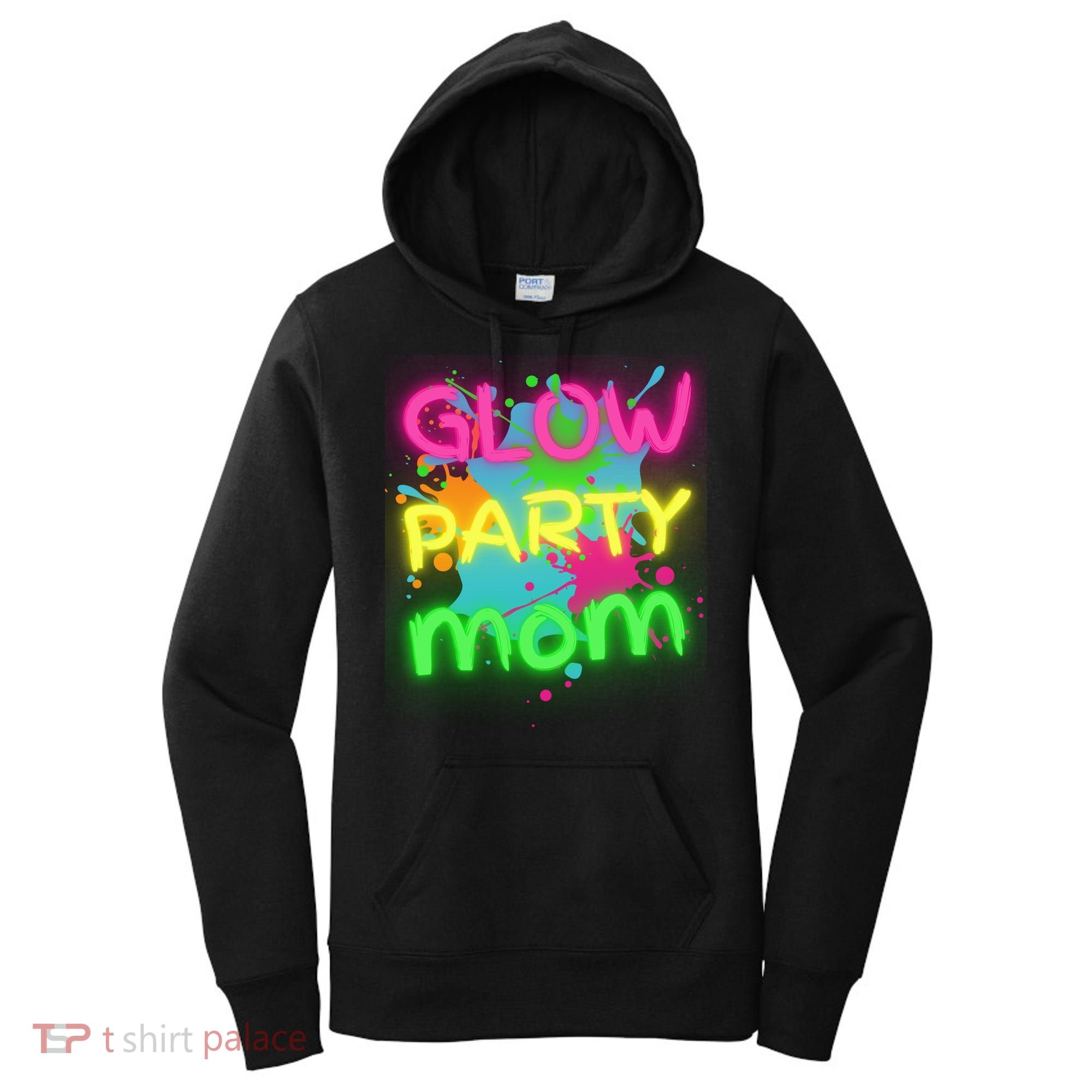 Glow Party Squad Mom Paint Splatter Glow Party Matching Funny Gift Women's Hoodie