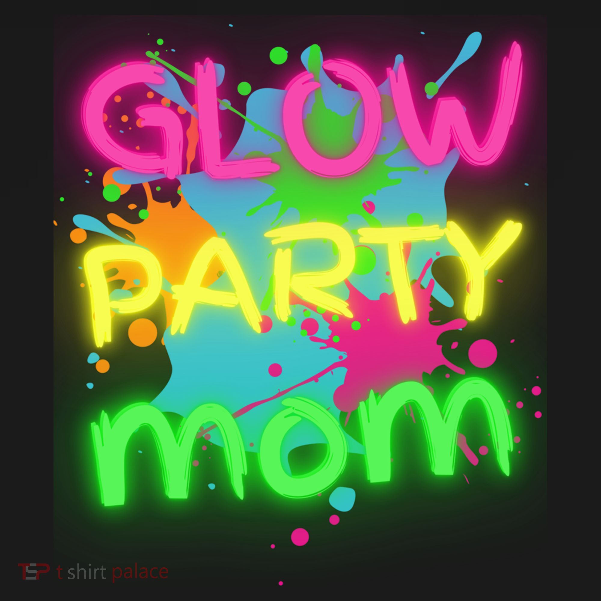 Glow Party Squad Mom Paint Splatter Glow Party Matching Funny Gift Women's Hoodie