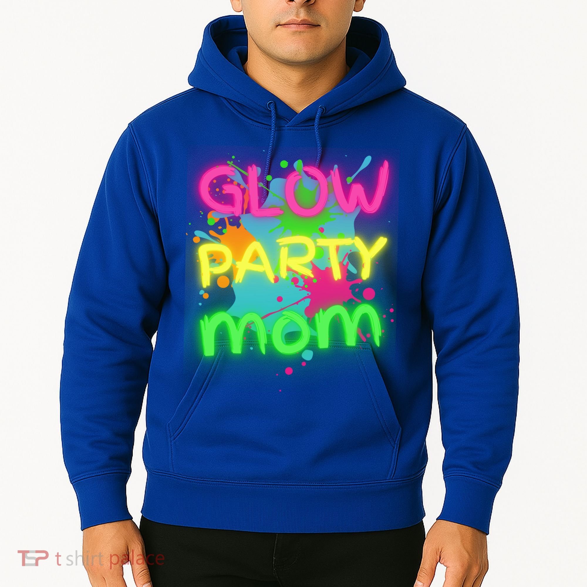 Glow Party Squad Mom Paint Splatter Glow Party Matching Funny Gift Hoodie