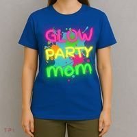 Glow Party Squad Mom Paint Splatter Glow Party Matching Funny Gift T-Shirt thumb 4