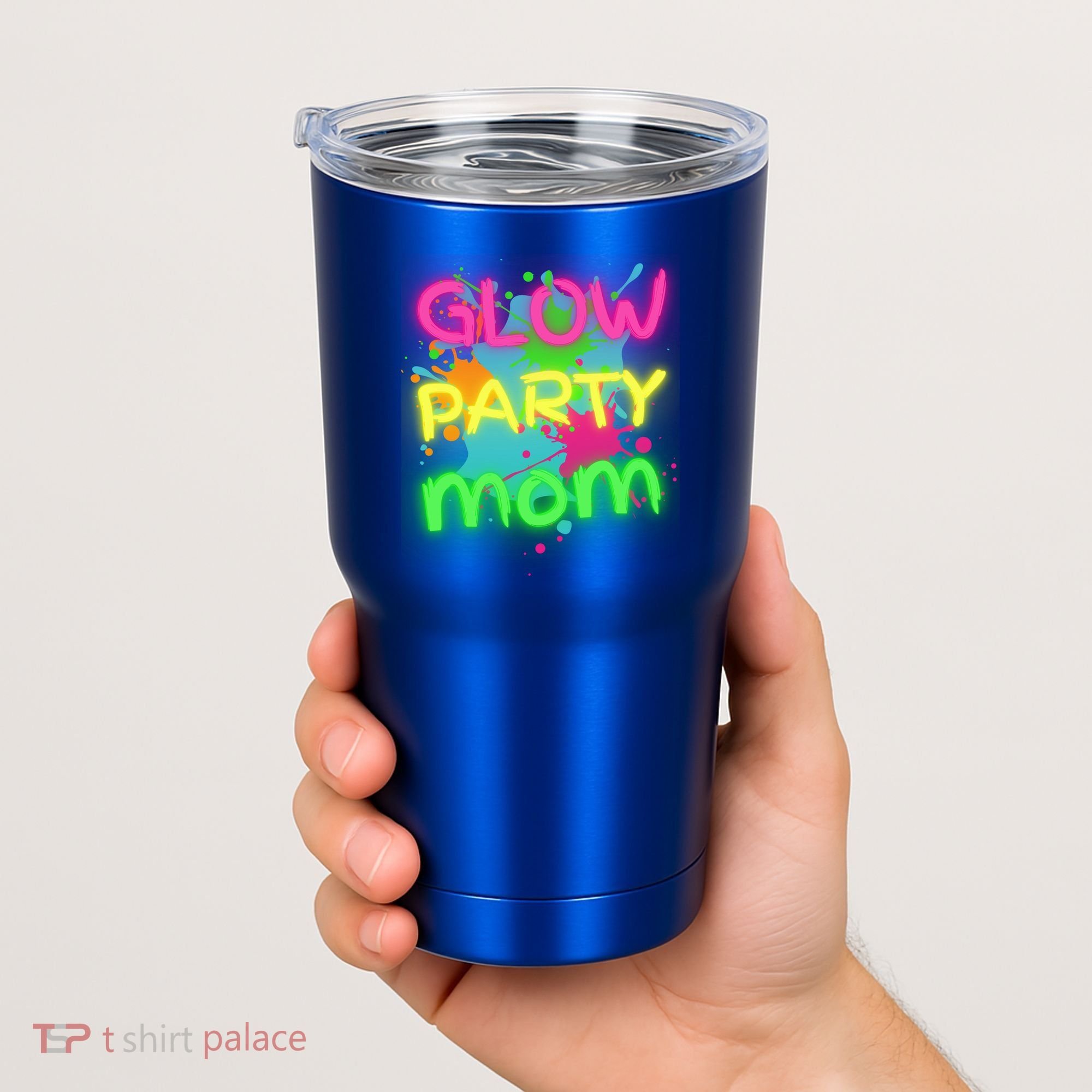 Glow Party Squad Mom Paint Splatter Glow Party Matching Funny Gift Tumbler