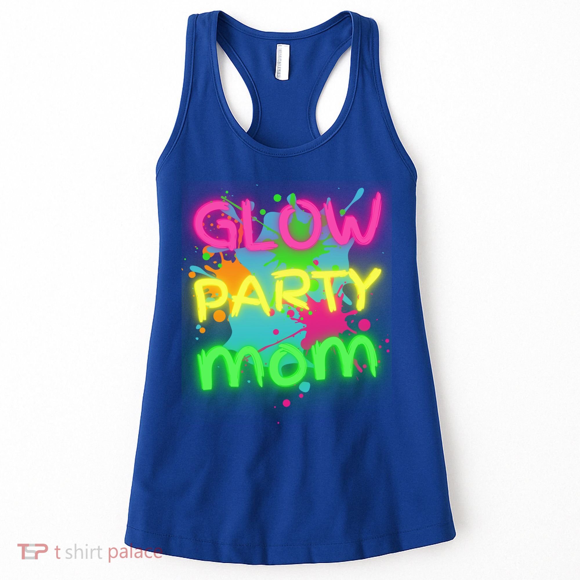 Glow Party Squad Mom Paint Splatter Glow Party Matching Funny Gift Women's Tank Top