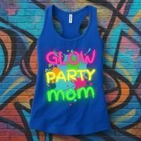 Glow Party Squad Mom Paint Splatter Glow Party Matching Funny Gift Women's Tank Top thumb 3