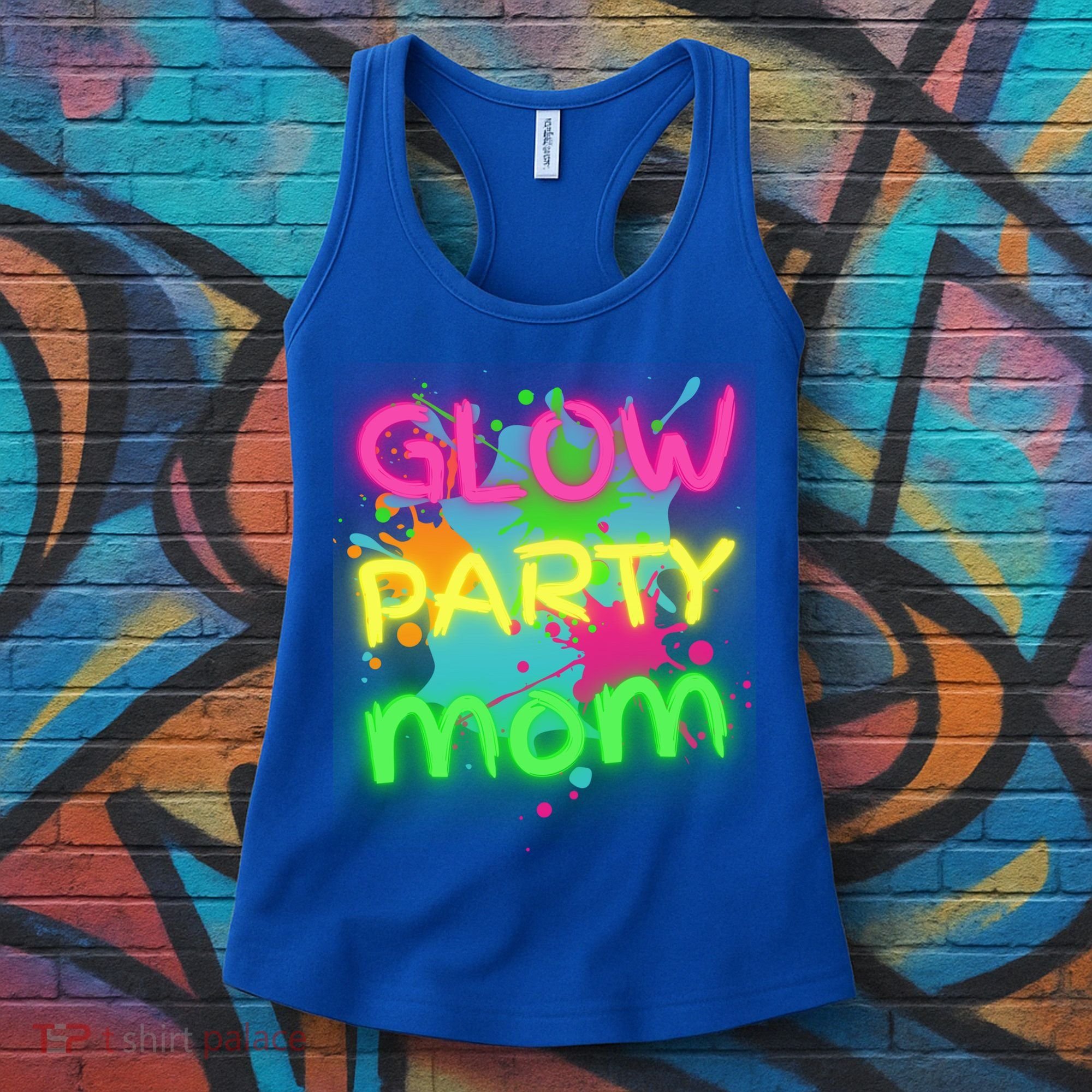 Glow Party Squad Mom Paint Splatter Glow Party Matching Funny Gift Women's Tank Top