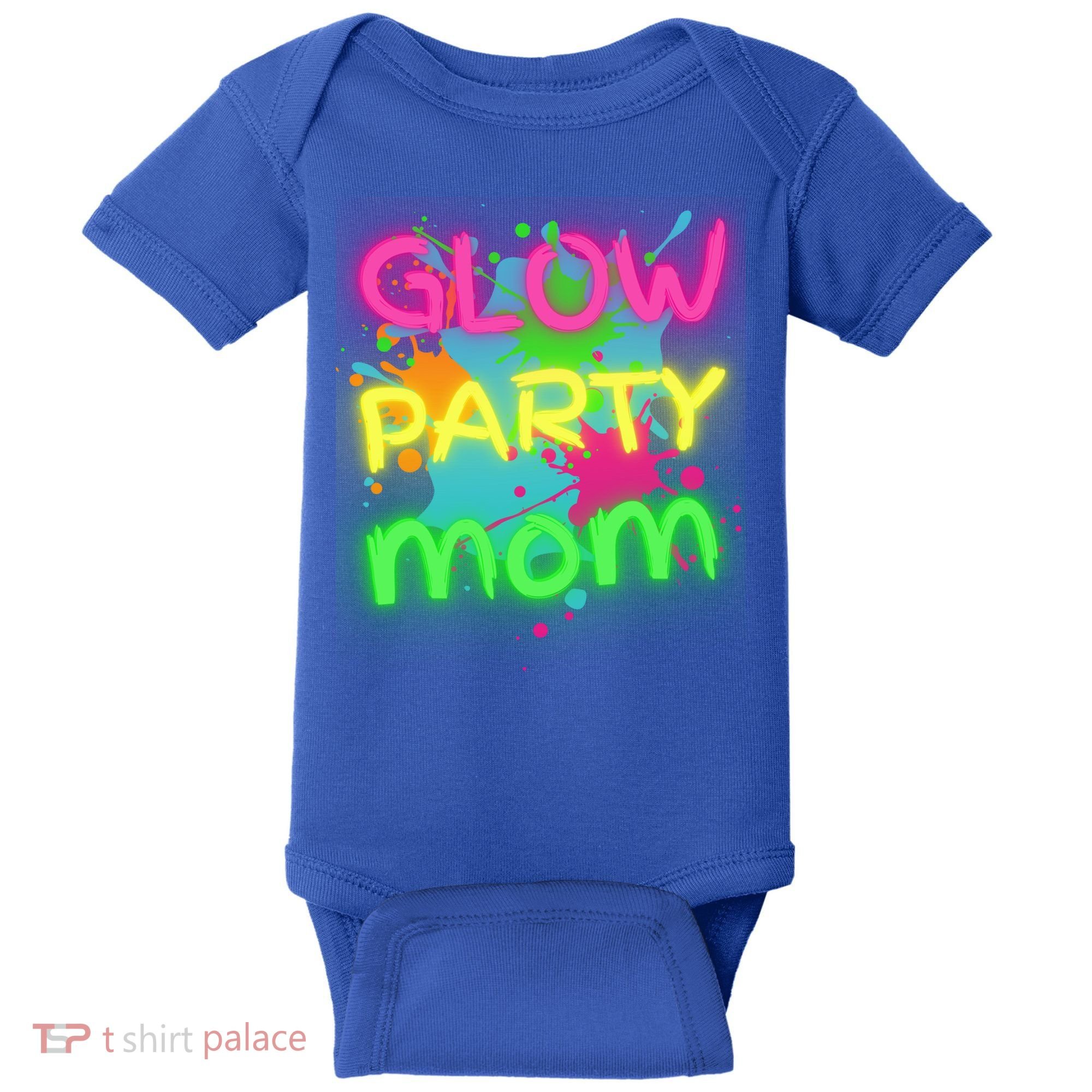Glow Party Squad Mom Paint Splatter Glow Party Matching Funny Gift Baby Bodysuit
