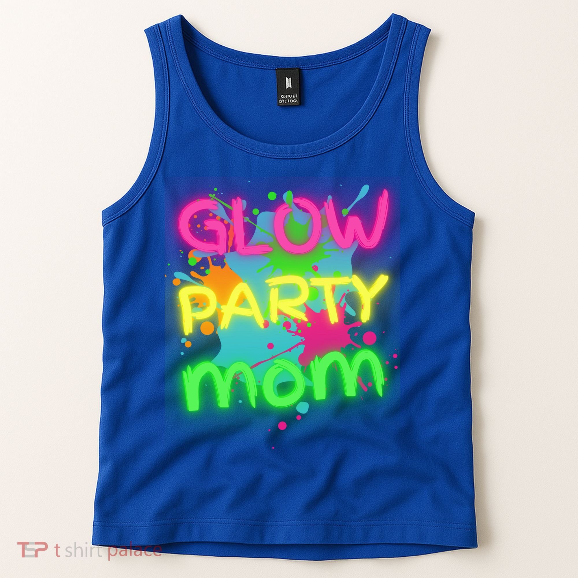 Glow Party Squad Mom Paint Splatter Glow Party Matching Funny Gift Tank Top
