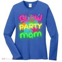 Glow Party Squad Mom Paint Splatter Glow Party Matching Funny Gift Women's Long Sleeve Shirt thumb 0