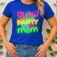 Glow Party Squad Mom Paint Splatter Glow Party Matching Funny Gift Women's T-Shirt thumb 2