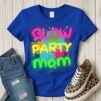Glow Party Squad Mom Paint Splatter Glow Party Matching Funny Gift Women's T-Shirt thumb 3