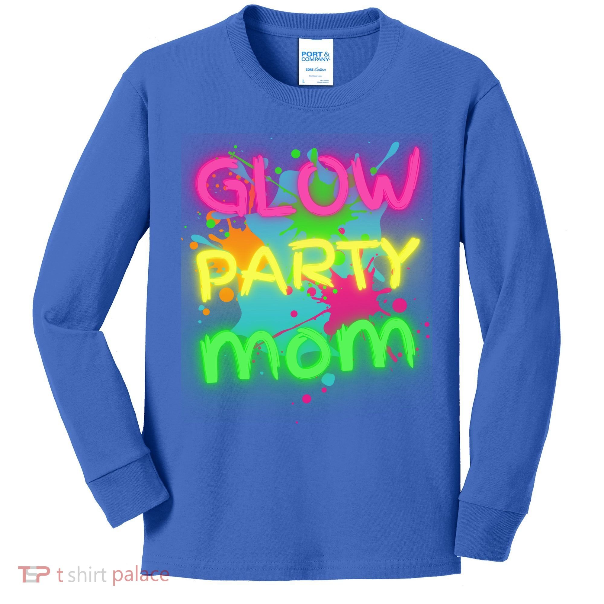 Glow Party Squad Mom Paint Splatter Glow Party Matching Funny Gift Kids Long Sleeve Shirt