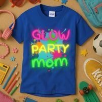 Glow Party Squad Mom Paint Splatter Glow Party Matching Funny Gift Kids T-Shirt thumb 3