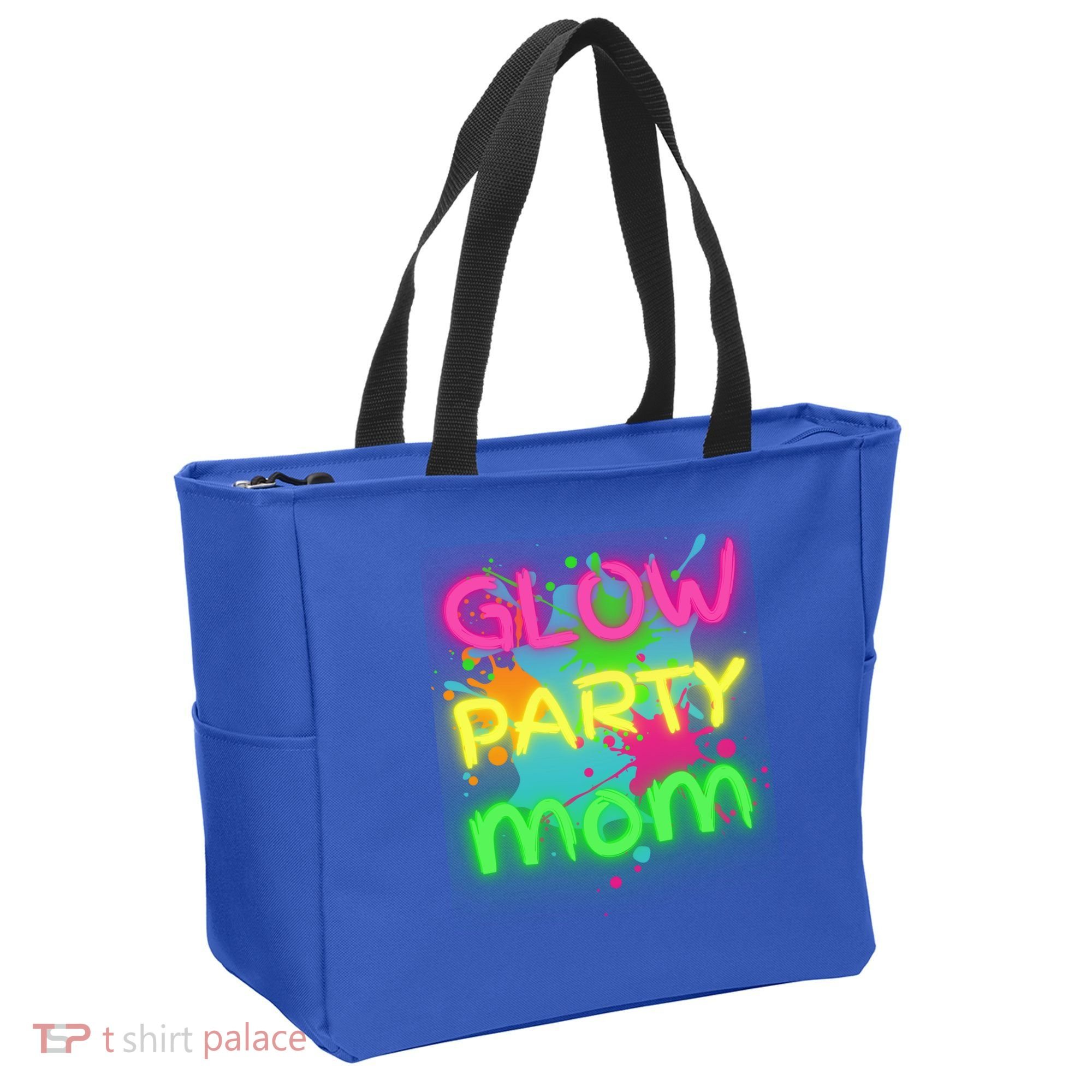 Glow Party Squad Mom Paint Splatter Glow Party Matching Funny Gift Tote Bag