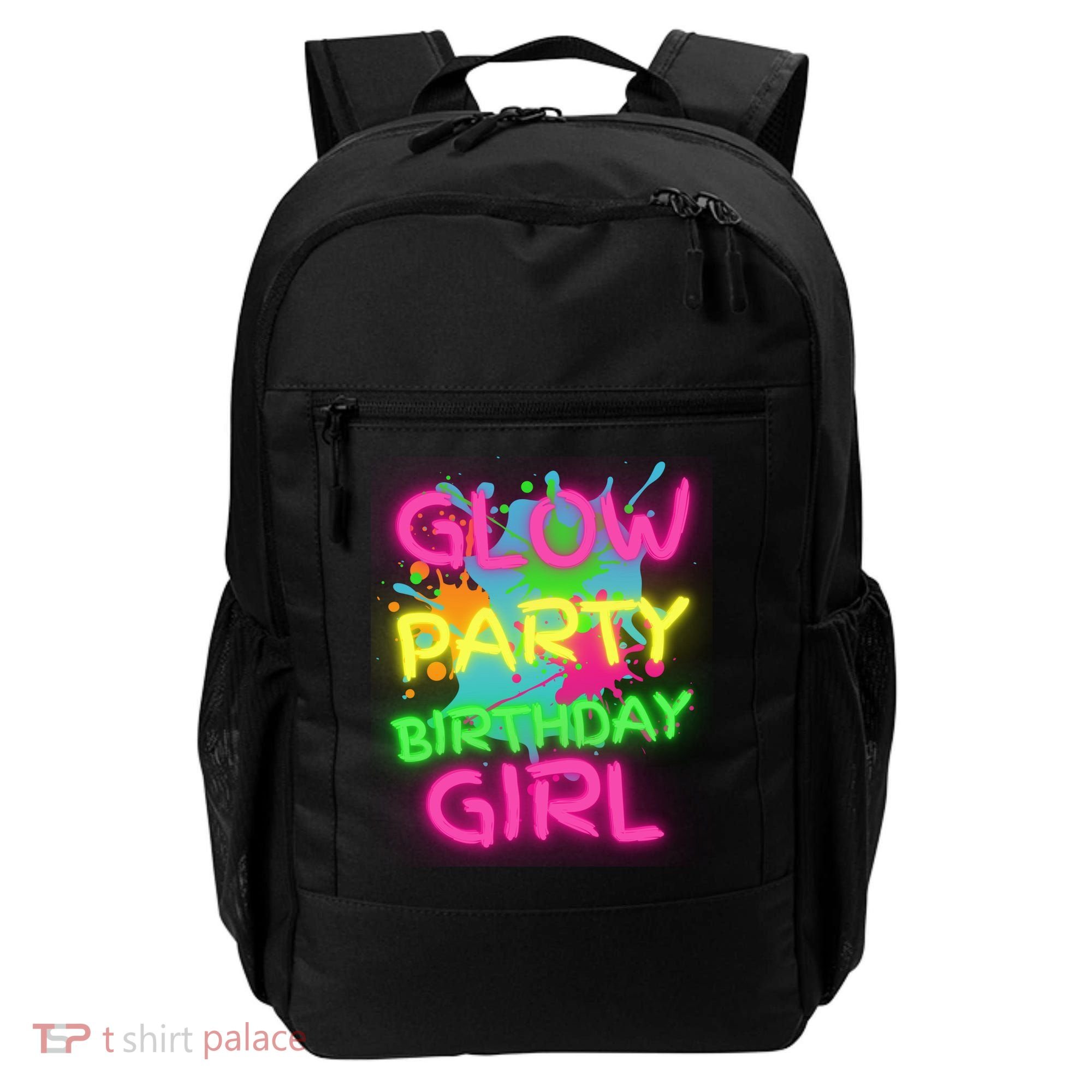Glow Party Squad Paint Splatter Glow Party Birthday Girl Gift Backpack