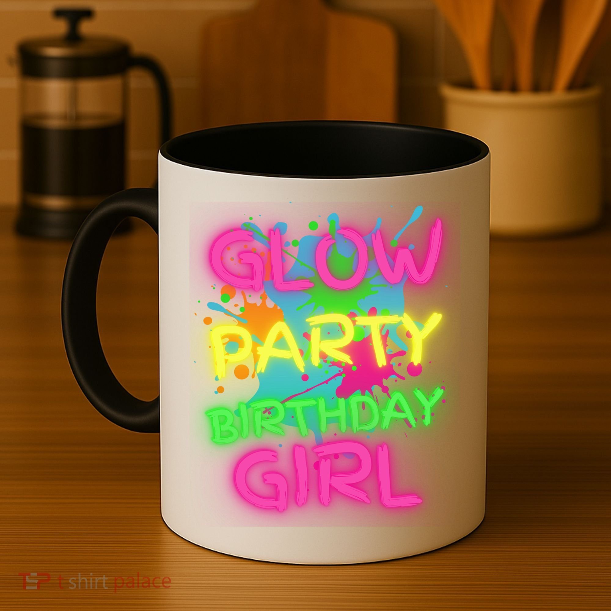 Glow Party Squad Paint Splatter Glow Party Birthday Girl Gift Coffee Mug