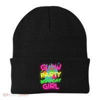 Glow Party Squad Paint Splatter Glow Party Birthday Girl Gift Beanie thumb 0