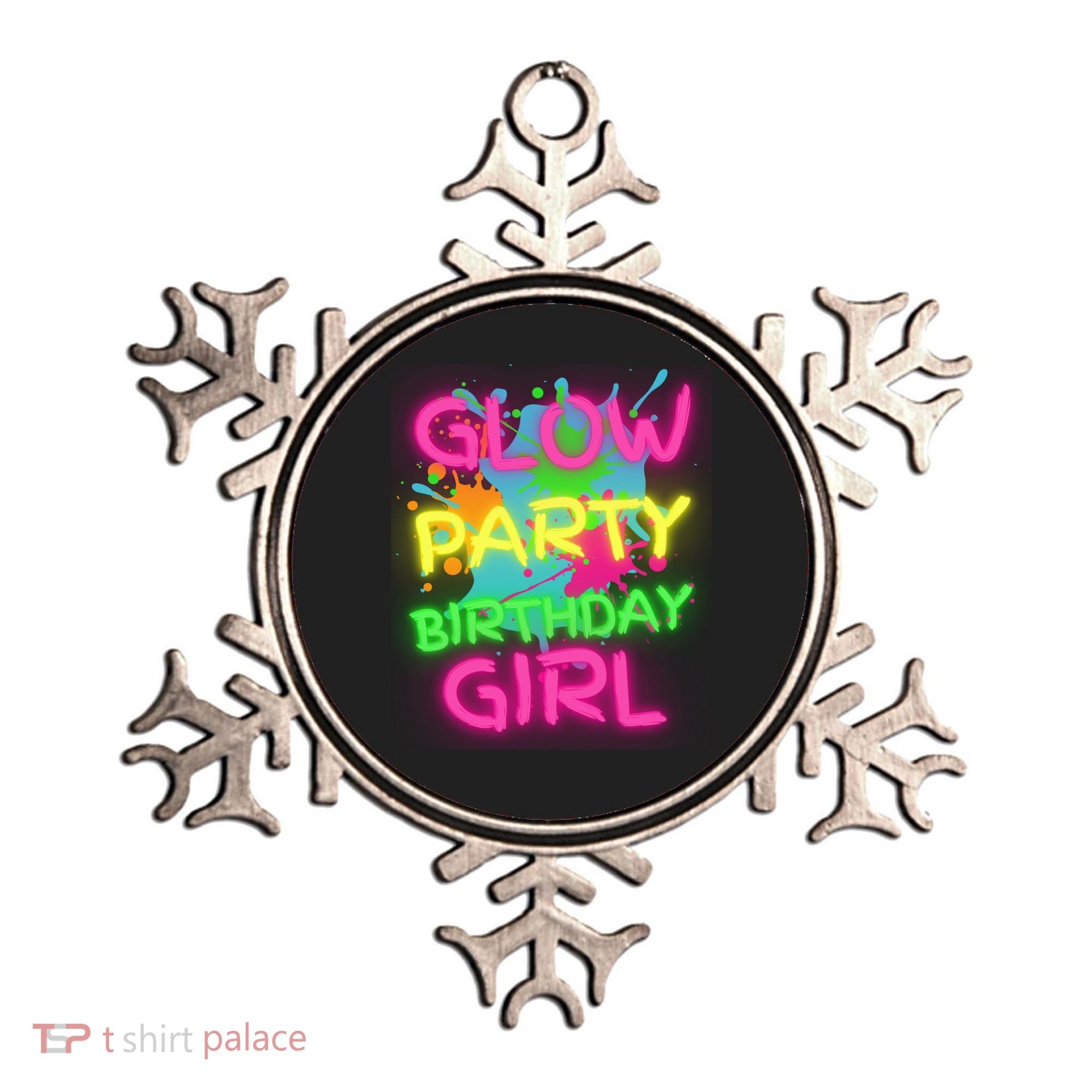 Glow Party Squad Paint Splatter Glow Party Birthday Girl Gift Ornament